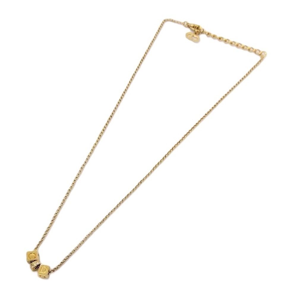  Christian Dior Christian Dior C D Logo Cube стразы GP колье Gold 