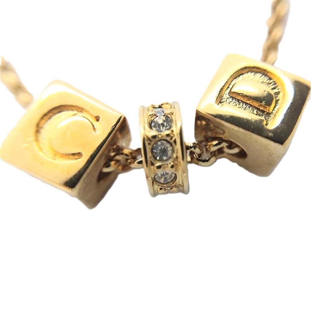 Christian Dior Christian Dior C D Logo Cube стразы GP колье Gold 