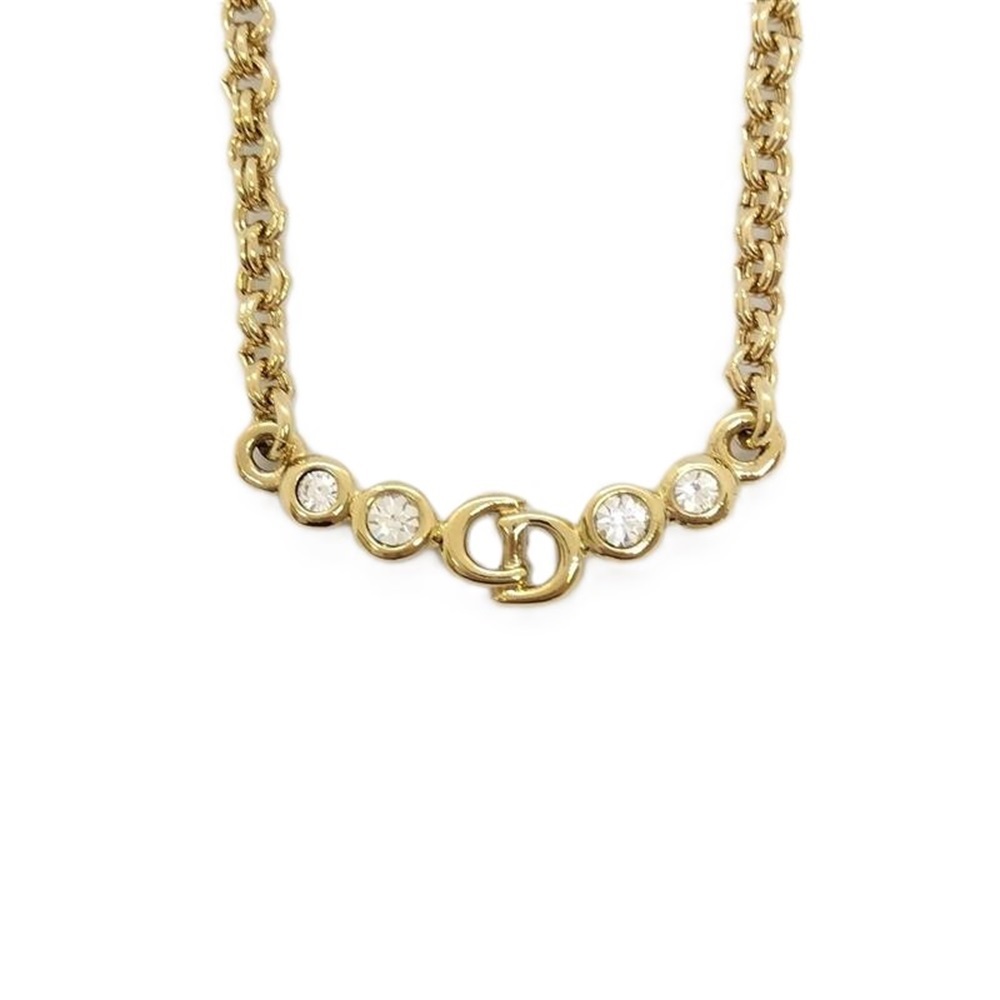  Christian Dior Christian Dior CD Logo 4P стразы GP колье Gold 