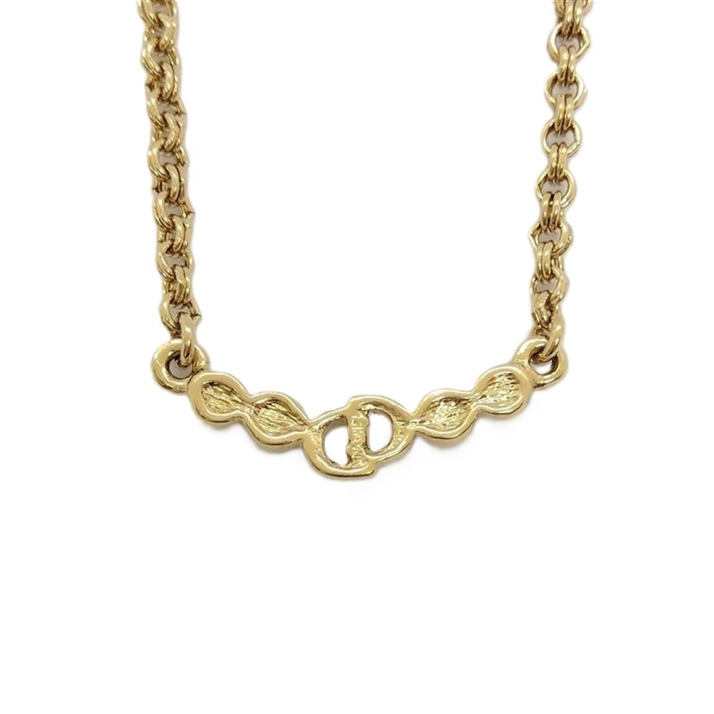  Christian Dior Christian Dior CD Logo 4P стразы GP колье Gold 
