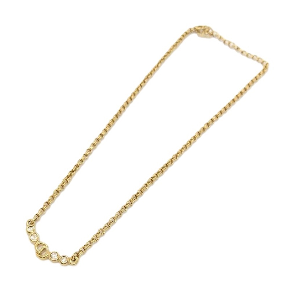  Christian Dior Christian Dior CD Logo 4P стразы GP колье Gold 