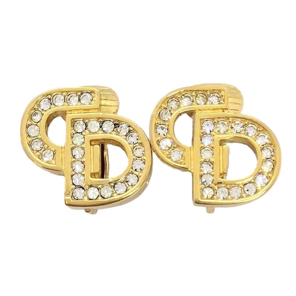 クリスチャンディオール Christian Dior CDロゴ ラインストーン GP イヤリング ゴールド GERMANY