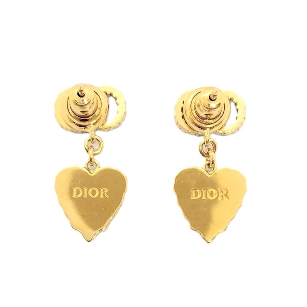 クリスチャンディオール Christian Dior CDロゴ ハート ラインストーン ピアス ゴールド GP クレール ディー リュヌ ピアス