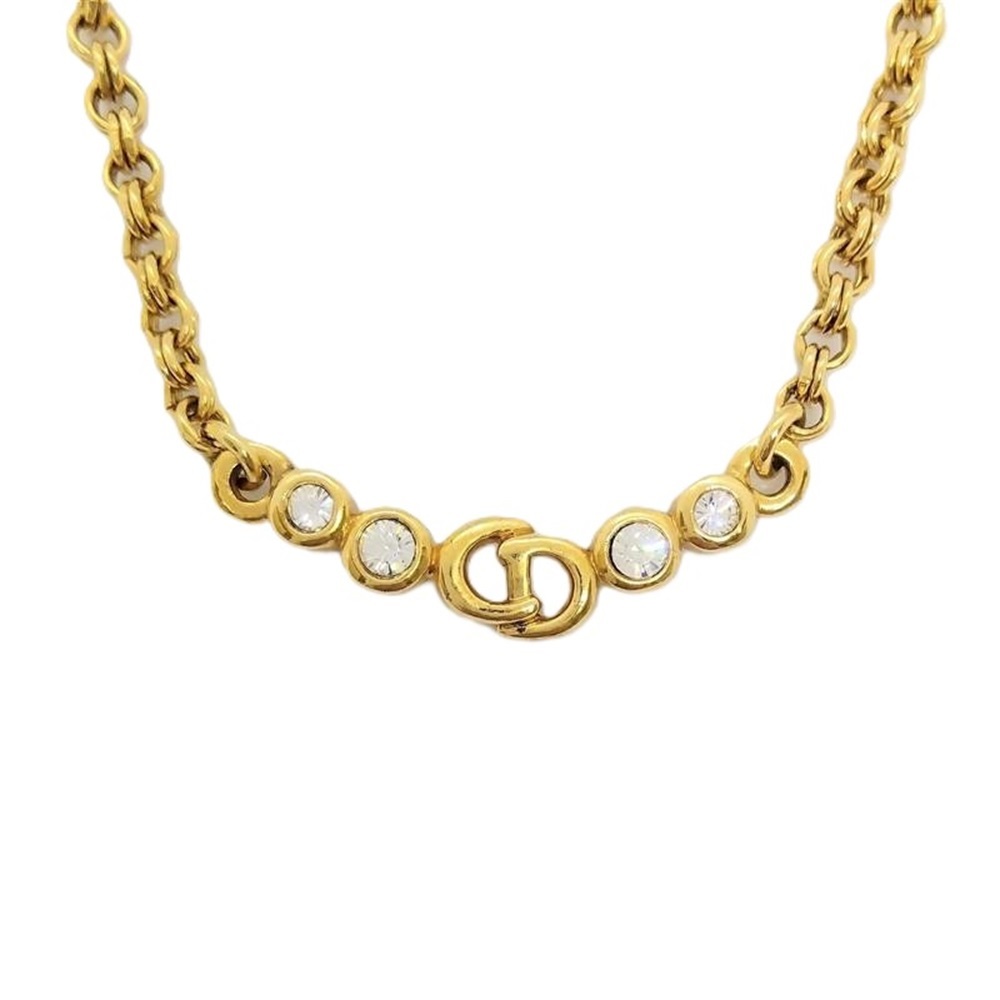  Christian Dior Christian Dior CD Logo 4P стразы GP колье Gold 