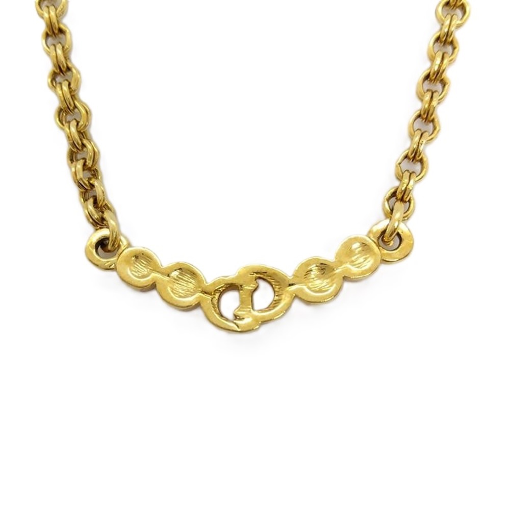  Christian Dior Christian Dior CD Logo 4P стразы GP колье Gold 