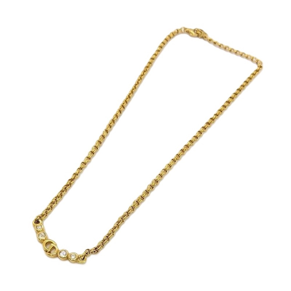  Christian Dior Christian Dior CD Logo 4P стразы GP колье Gold 
