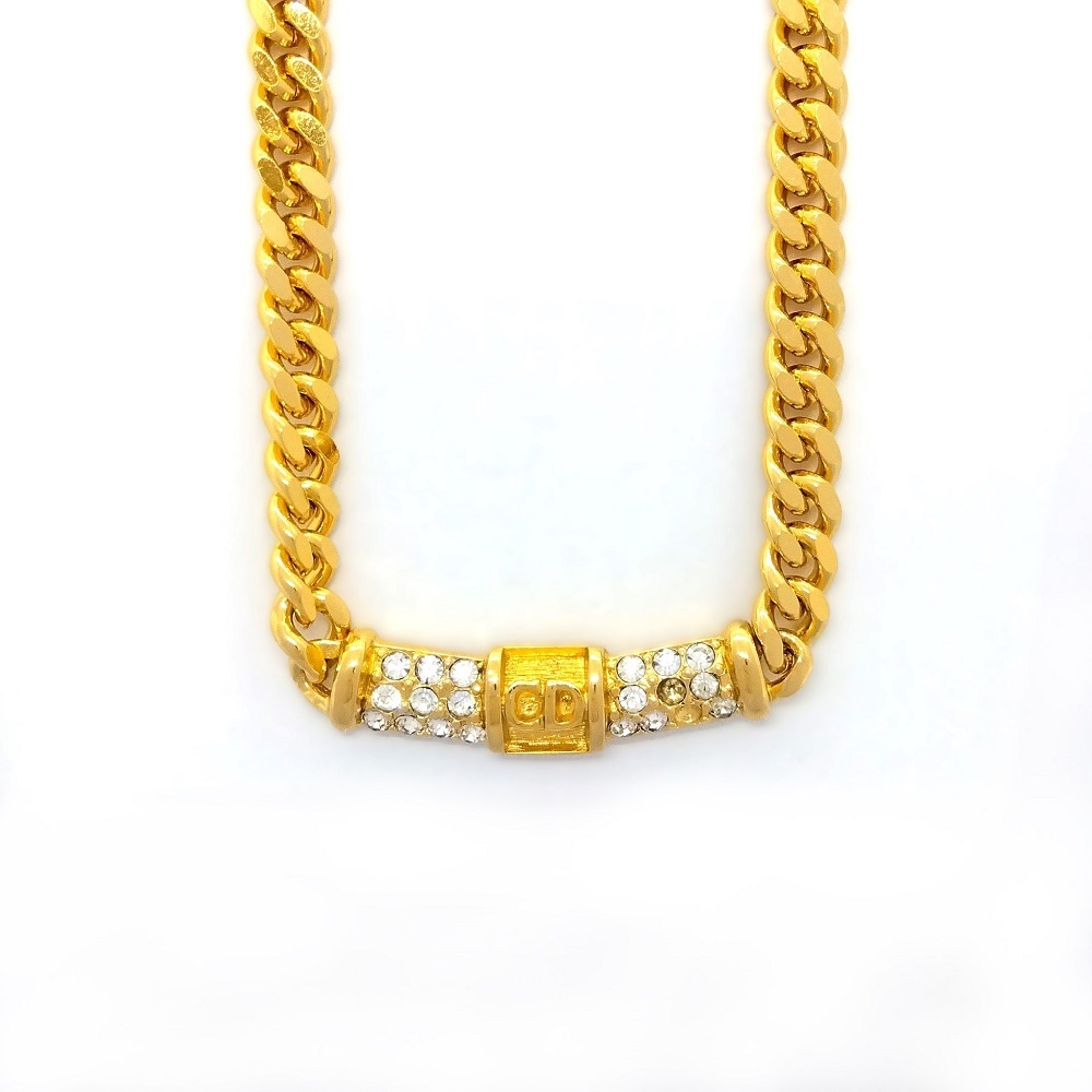  Christian Dior Christian Dior CD Logo стразы колье Gold GP плоский камень взяв есть перевод 