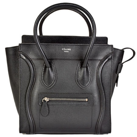 セリーヌ CELINE ラゲージ マイクロ ショッパー ハンドバッグ 167793LUG.38NO ブラック シルバー金具 ドラムドカーフスキン