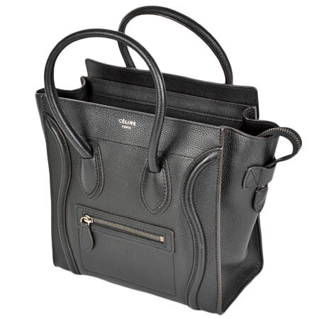 セリーヌ CELINE ラゲージ マイクロ ショッパー ハンドバッグ 167793LUG.38NO ブラック シルバー金具 ドラムドカーフスキン