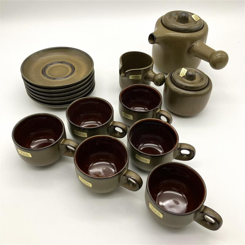 ノリタケ NORITAKE フォークストーン カップ&ソーサー 6客 クリマー シュガーポット ティーポットセット ブラウン