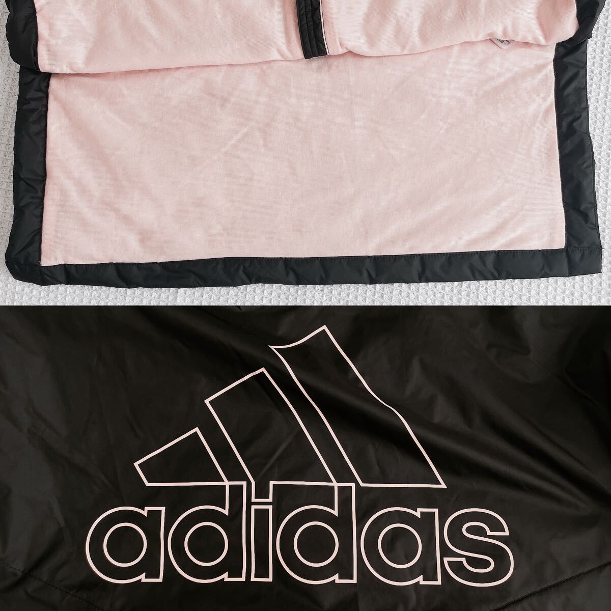 美品adidasアディダス裏ボア中綿入り150cmロング丈 ベンチコート 美品adidasアディダス裏ボア中綿入り150cmロング丈 ベンチコート