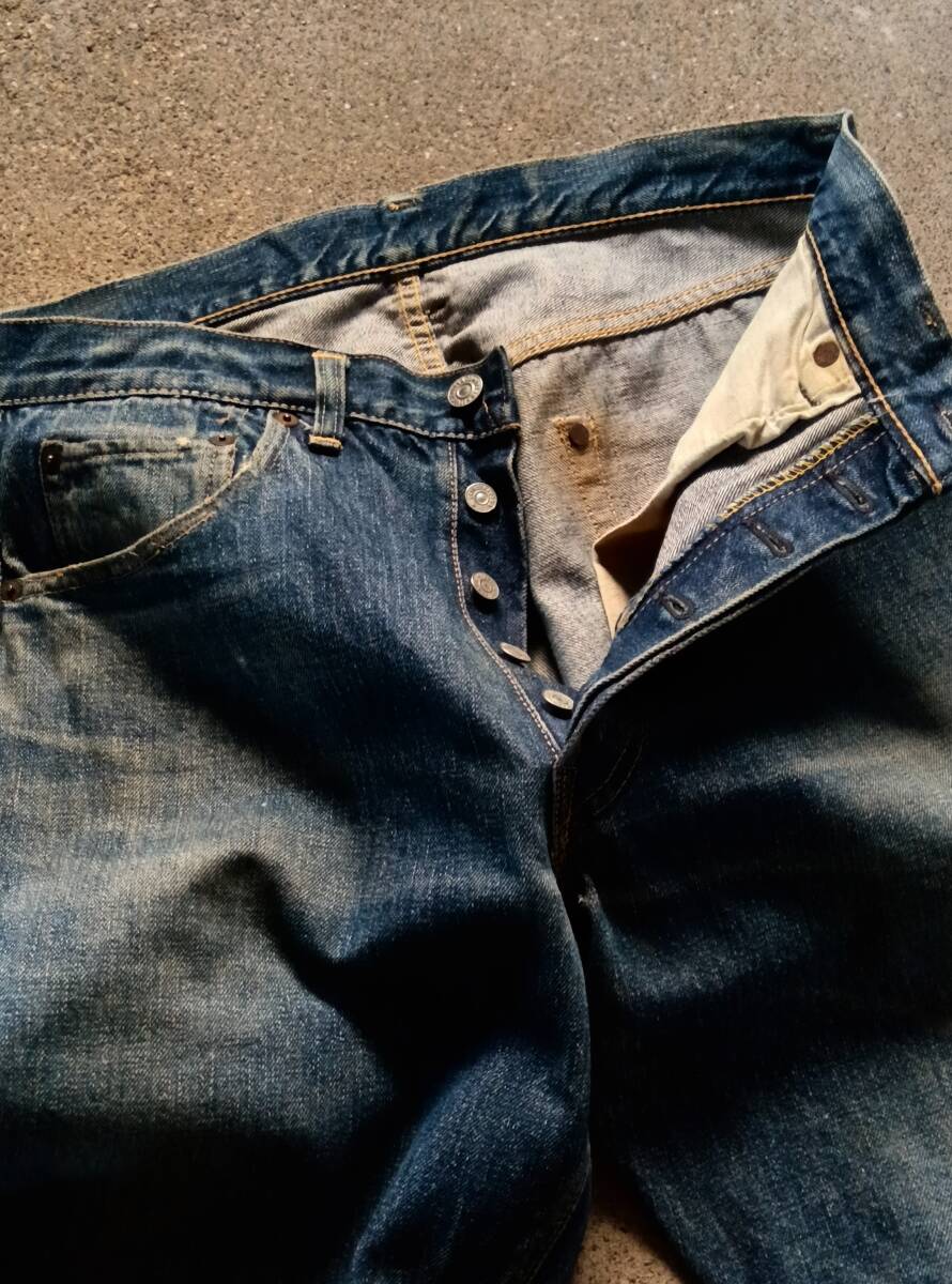  первоклассный 50s Vintage Levis 501XX кожа patch W32 47 модель большой битва большой E 66