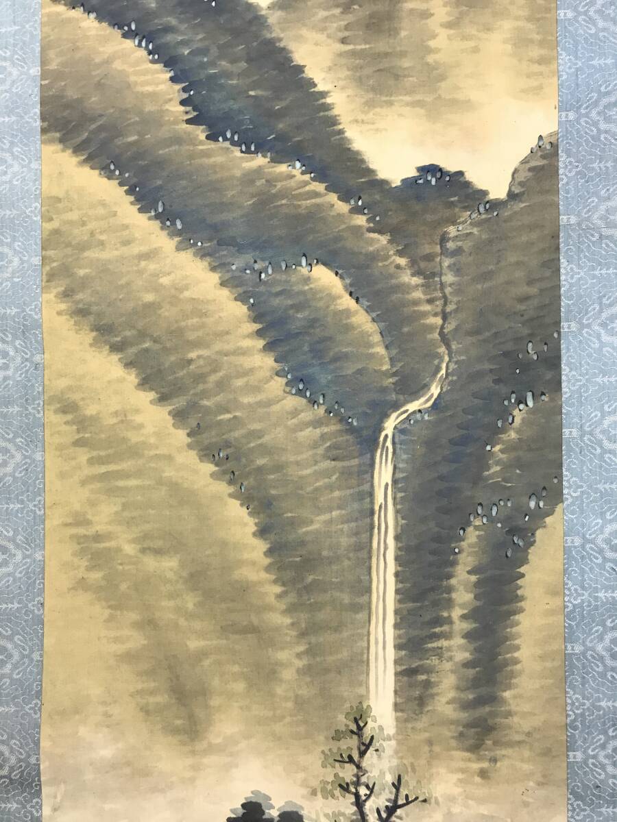 真作】//翠光/青緑渓山訪友図/山水図/布袋屋掛軸HC- 真作】//翠光/青緑渓山訪友図/山水図/布袋屋掛軸HC-