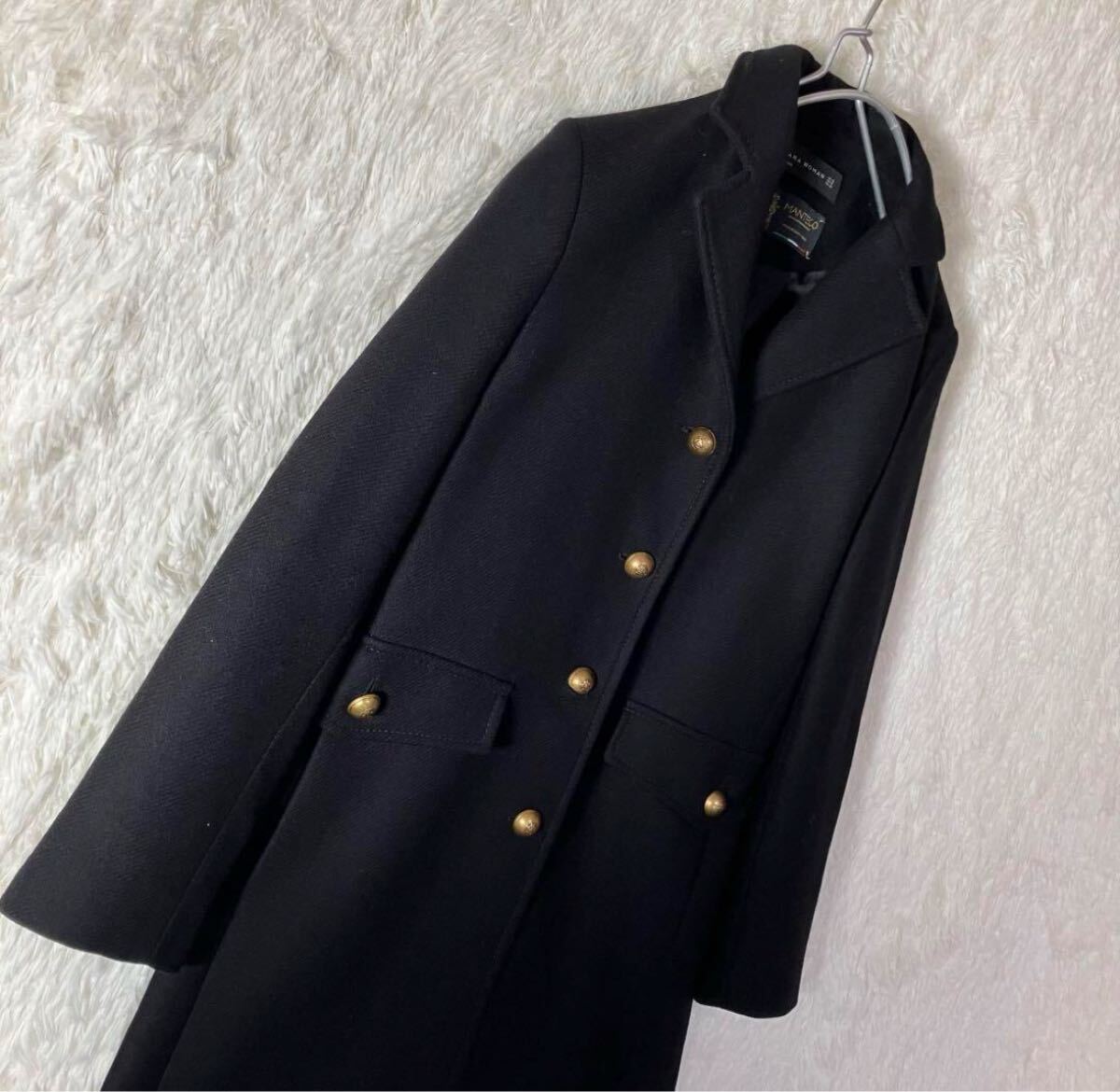 アパレル】 美品 ZARA ザラ ウールコートMANTECO マンテコ 金 アパレル】 美品 ZARA ザラ ウールコートMANTECO マンテコ 金