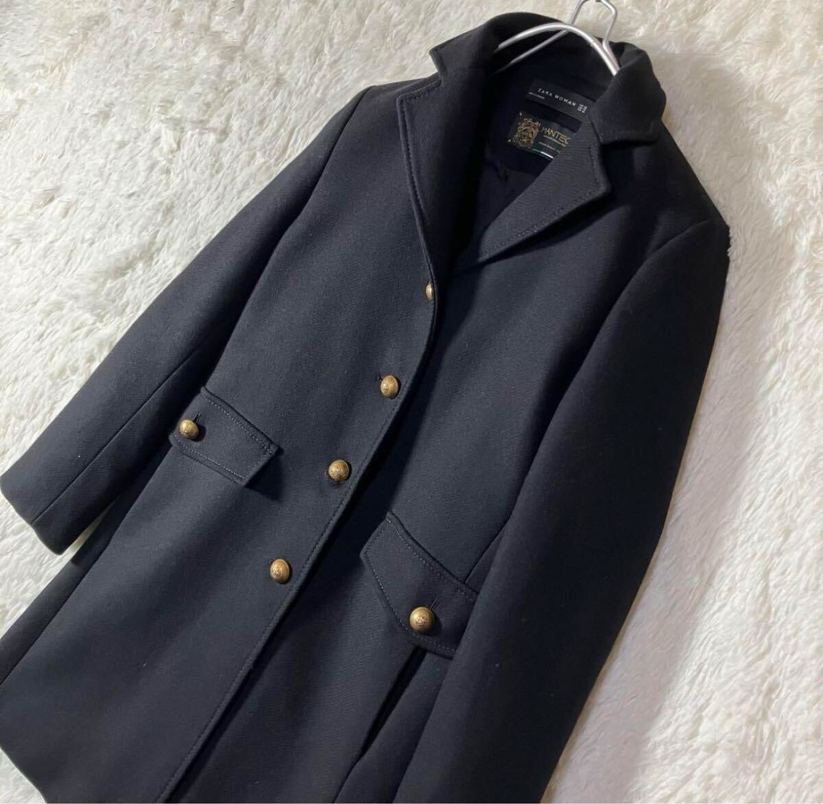 アパレル】 美品 ZARA ザラ ウールコートMANTECO マンテコ 金 アパレル】 美品 ZARA ザラ ウールコートMANTECO マンテコ 金
