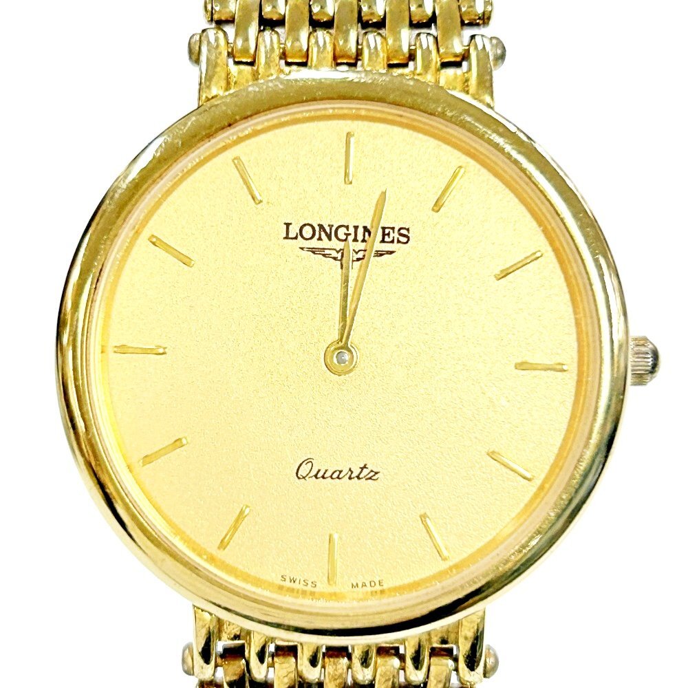 【1円スタート】LONGINES ロンジン GP ゴールド文字盤 クオーツ メンズ腕時計 ジャンク 325605