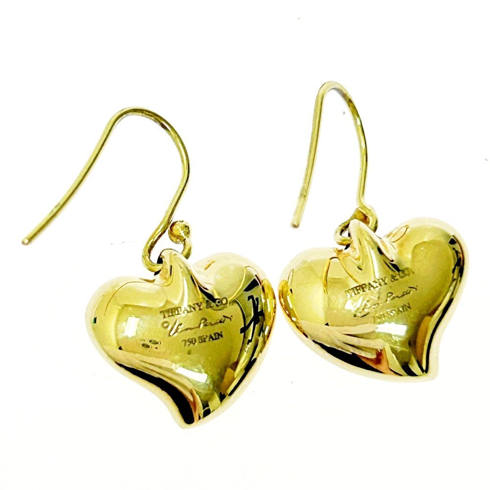 【1円スタート】TIFFANY & Co. ティファニー K18 カーブドハート 総重量8.8g 750刻印 ゴールド ピアス 328918