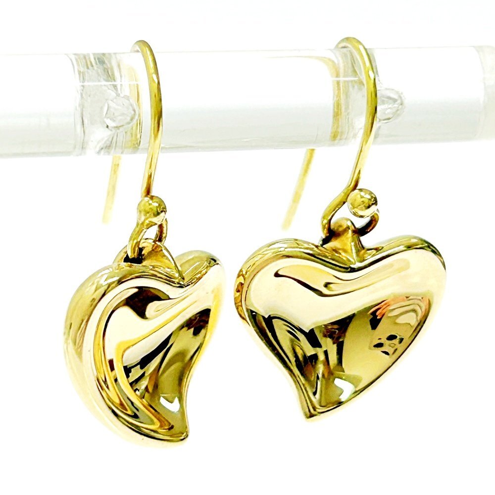 【1円スタート】TIFFANY & Co. ティファニー K18 カーブドハート 総重量8.8g 750刻印 ゴールド ピアス 328918