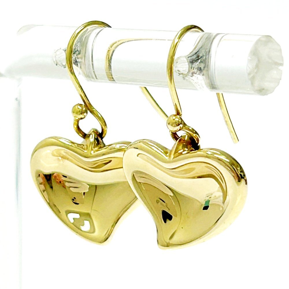 【1円スタート】TIFFANY & Co. ティファニー K18 カーブドハート 総重量8.8g 750刻印 ゴールド ピアス 328918