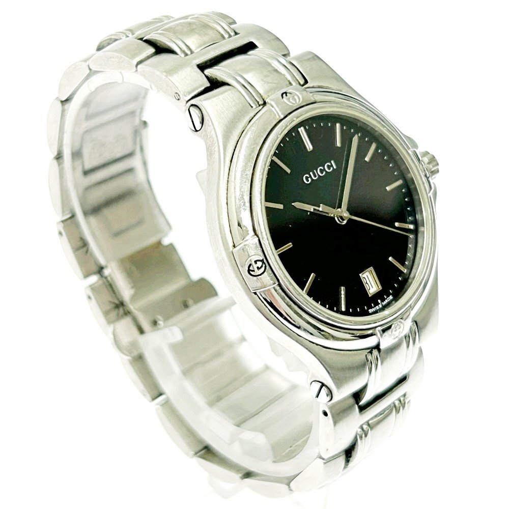 【1円スタート】GUCCI グッチ 9040M SS ブラック文字盤 クオーツ メンズ腕時計 ジャンク 325422