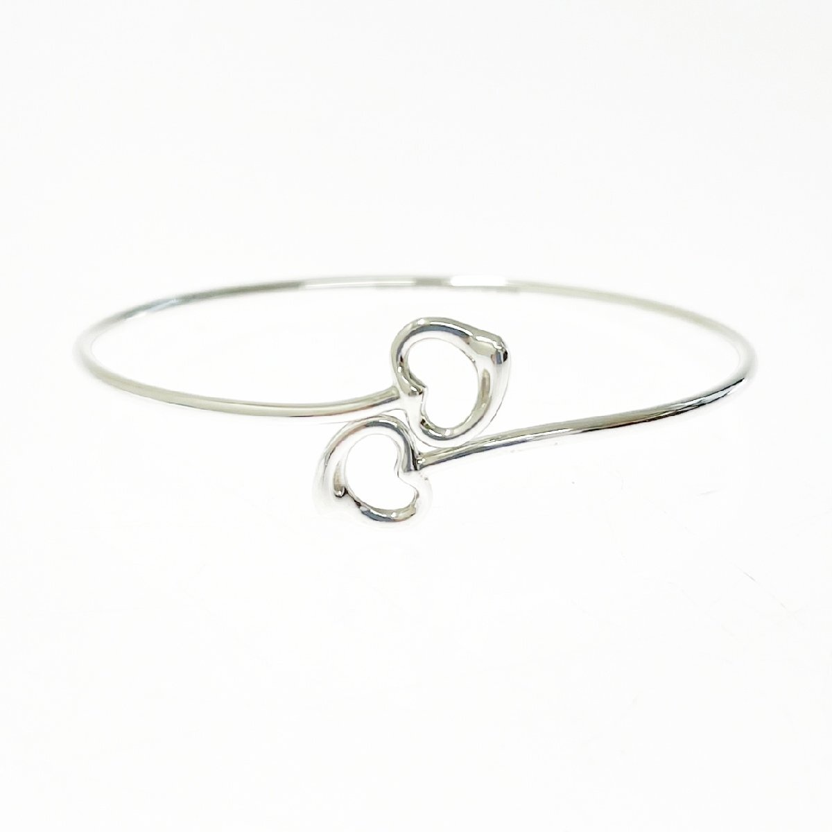 【1円スタート】TIFFANY & Co. ティファニー シルバー ダブル オープンハート 7.2g 925刻印 バングル 337783