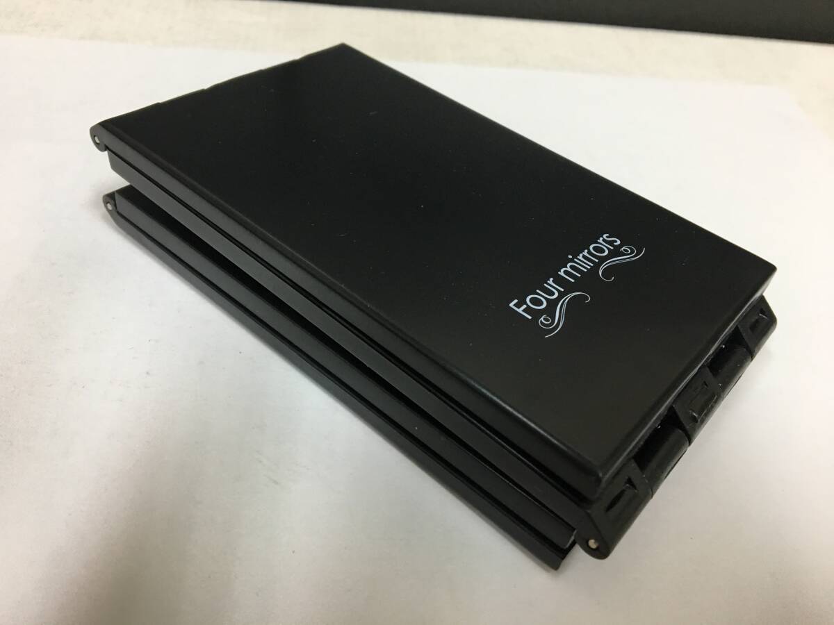 アイメディア コンパクトミラー「4面どこでもミラー ブラック 」（12.8×7×2.3cm）ヘアーメイク　美人　お化粧（手前棚３保管）