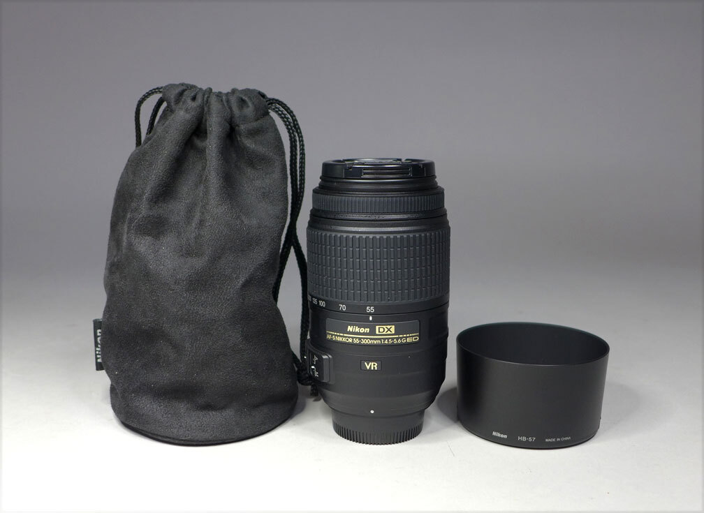 ●カメラ⑨Nikon ニコン AF-S DX NIKKOR ニッコール 55-300mm 4.5-5.6G ED VR レンズ フード付