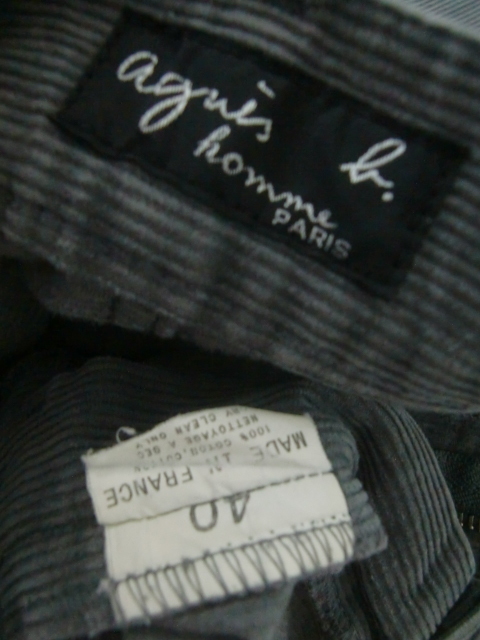 送料無料 フランス製 90's VINTAGE agnes b コーデュロイ パンツ グレー 90年代 40 旧タグ アニエス bアニエスべー アーカイヴ OLD ワーク_画像10