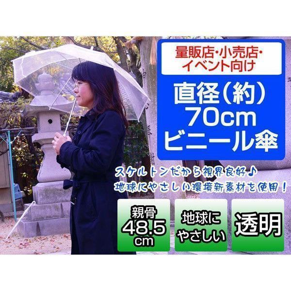 ビニール傘 POE 透明 直徑70cm 親骨48.5cm ＃501ｘ１０本セット卸/送料無料　/代金引換便不可