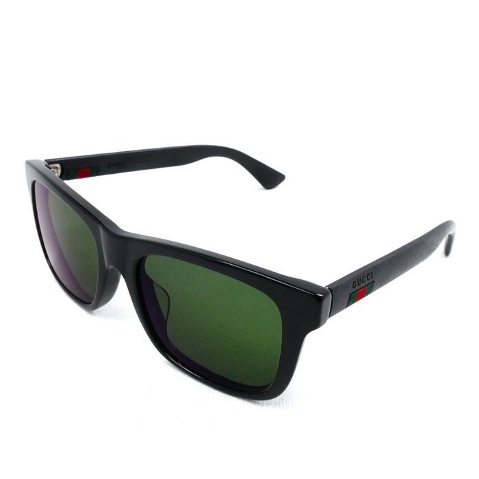 GUCCI グッチ サングラス ブラック グリーン GG0008SA 002 度入り ユニセックス 54ロ19-150 中古