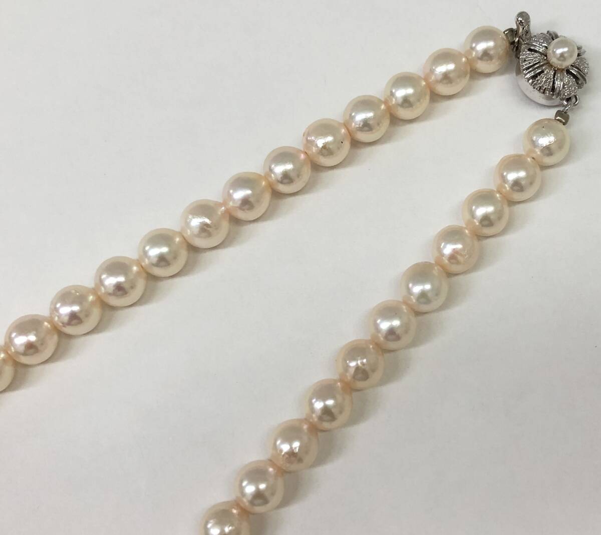 SILVER留め具 パールネックレス 7.0mm-7.5mm 約40cm 中古品
