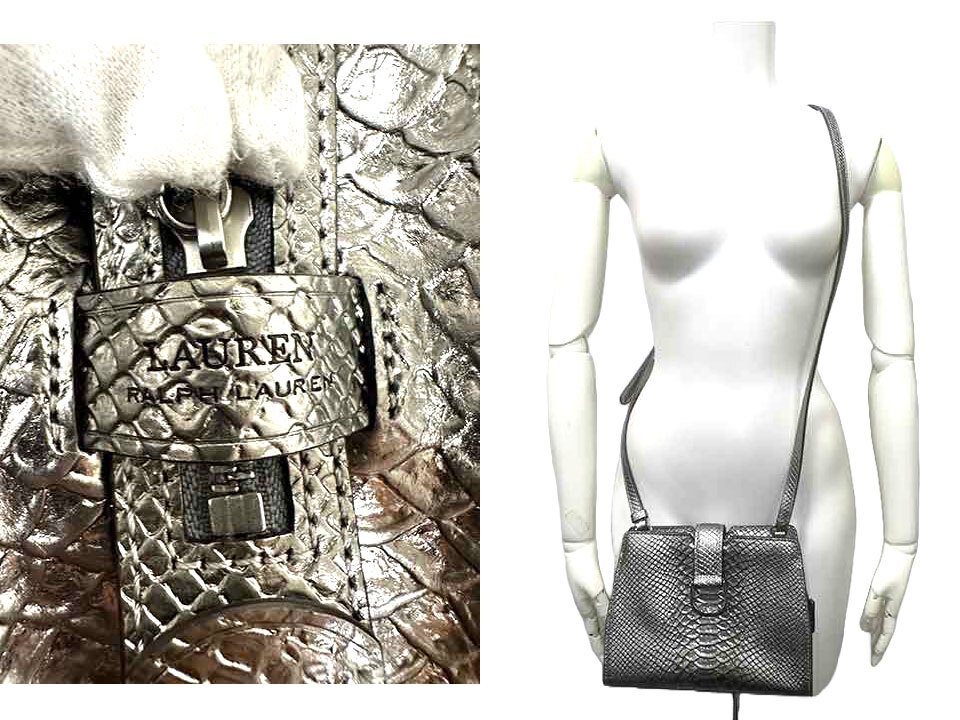 [ used ]Ralph Lauren RRL Ralph Lauren leather bag silver Mini shoulder diagonal .. bag original leather _s-0124-r08