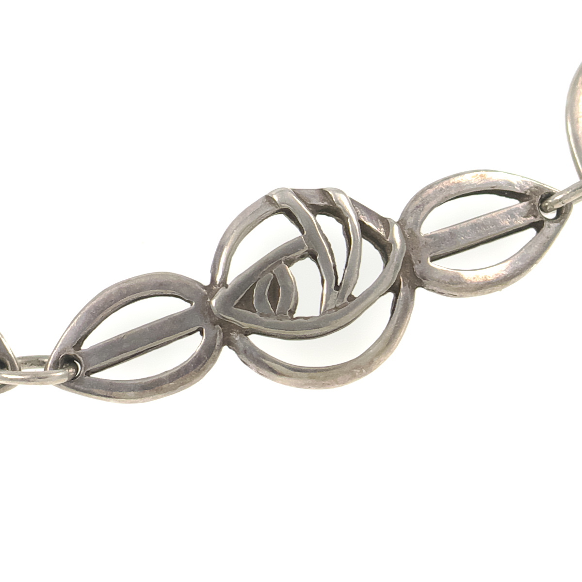 UK2499◆【925】◆ スターリングシルバー 8g フラワーモチーフ 蕾 花 刻印付き 純銀 英國 イギリス ◆ ヴィンテージ ブレスレット ◆