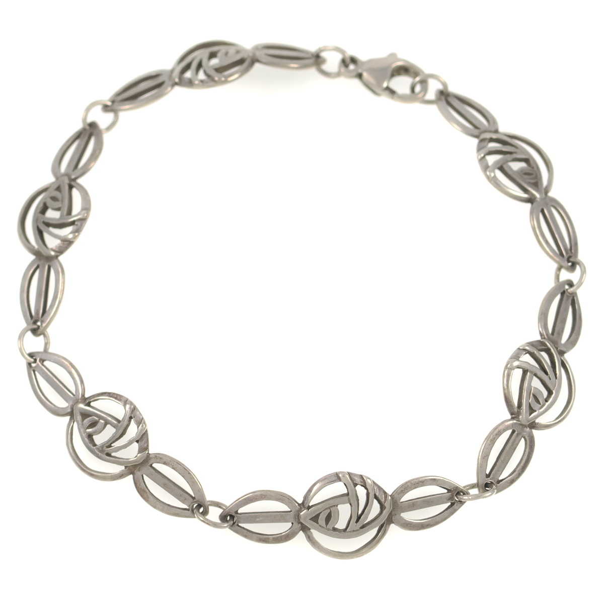 UK2499◆【925】◆ スターリングシルバー 8g フラワーモチーフ 蕾 花 刻印付き 純銀 英國 イギリス ◆ ヴィンテージ ブレスレット ◆