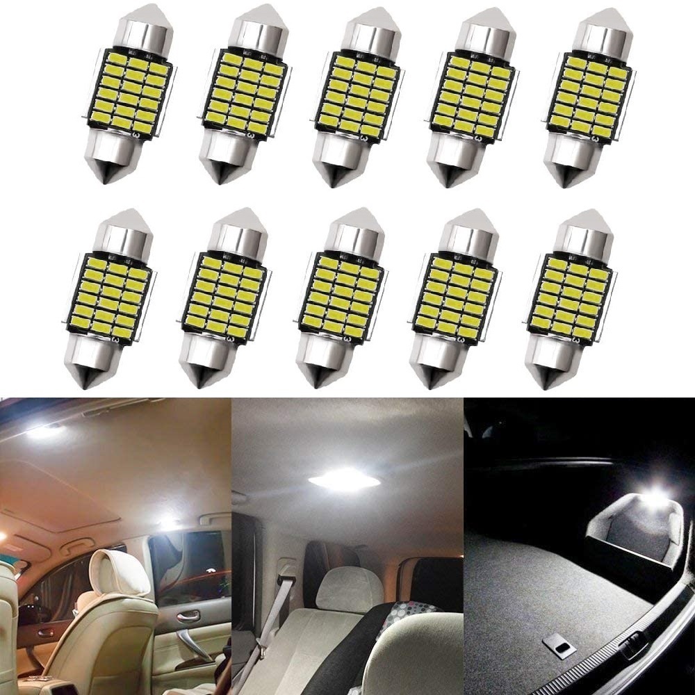 LDL3425# T10 x 31mm 18連3014チップ 10個(gè)セット 車ランプ LED ルームランプ ポジションランプ 12V 車検対応