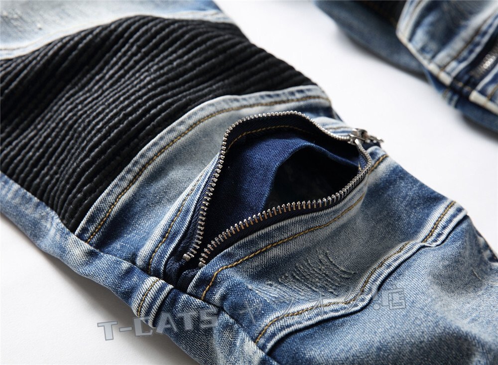  новый товар * мотоцикл брюки lai DIN g брюки джинсы мужской Denim ji- хлеб длинный мотоцикл джинсы W28~W40 голубой 