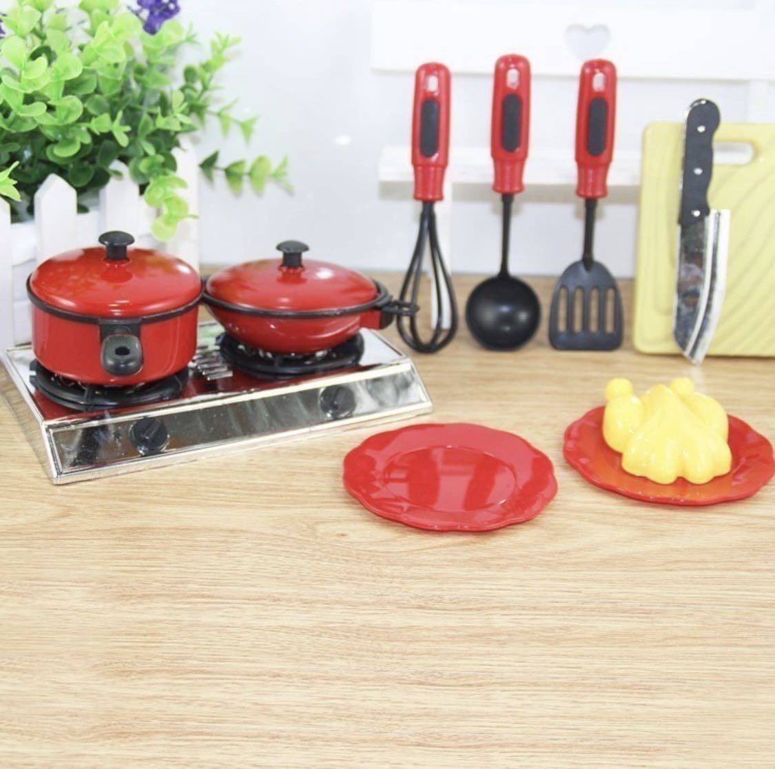 JLY079#ミニキッチン 調(diào)理器具 セット 13 ピース おもちゃ おままごと