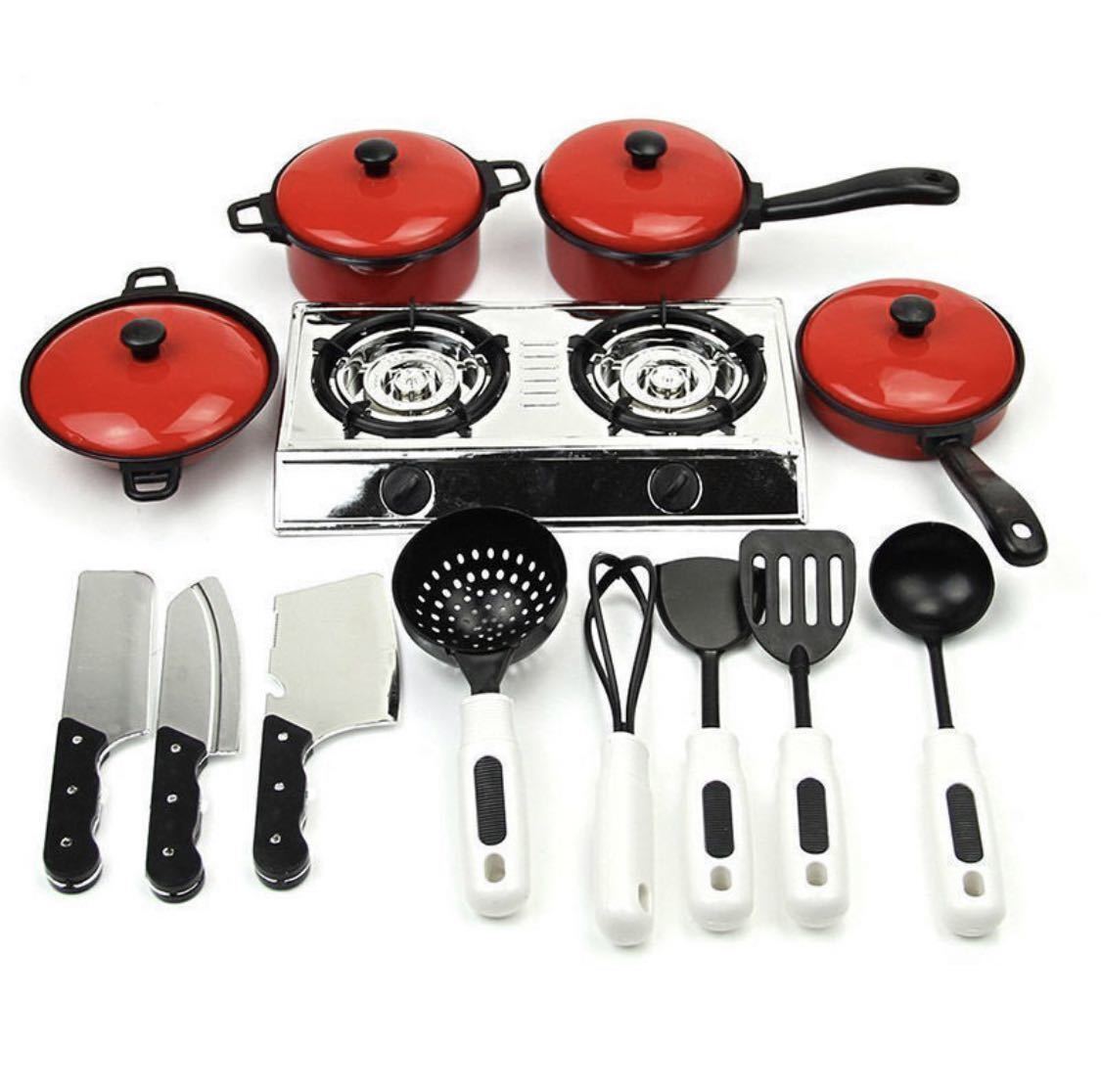 JLY079#ミニキッチン 調(diào)理器具 セット 13 ピース おもちゃ おままごと