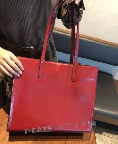 新品☆トートバッグ 本革 上品レザートートバッグユニセックスメンズ レディース A4手提げバッグA4/雑誌楽々OK通勤レザー 大容量 レッド