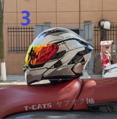 ☆新品バイクフリップアップダブルレンズ オンロードフルフェイスヘルメットインナー丸洗い可M～XXLサイズ選択可-3