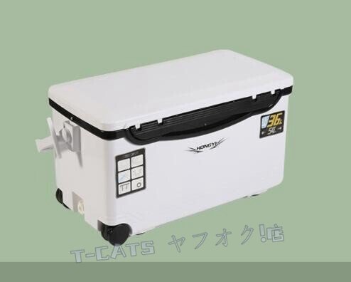 新品☆上質釣り用クーラーボックス 容量36L 座れる頑丈マッスルボディ 防水 サイドハンドル キャスター付き 肩ベルト付き 保温48h 水栓付き