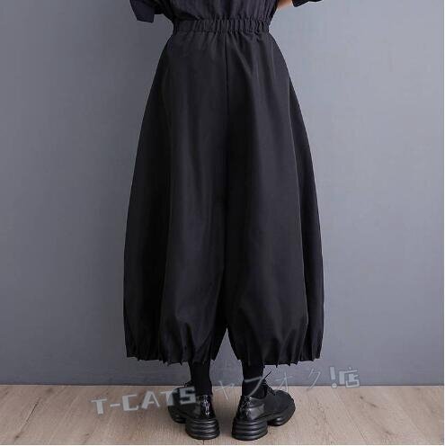 * новый товар прекрасное качество осень-зима casual одноцветный хлопок широкий брюки большой размер талия резина гаучо брюки шаровары чёрный 