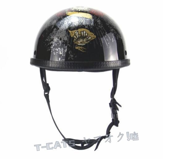☆新品ハーフヘルメット 半帽ヘルメットバイクヘルメット 夏用 ハーフヘルメットM-XLサイズ選択可能 サイズ：L /グロスブラック