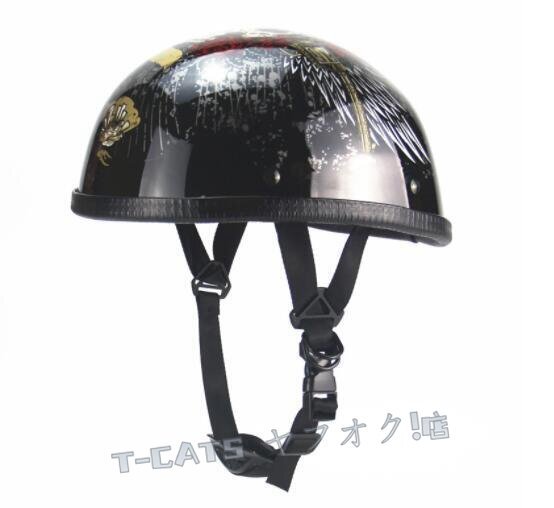 ☆新品ハーフヘルメット 半帽ヘルメットバイクヘルメット 夏用 ハーフヘルメットM-XLサイズ選択可能 サイズ：L /グロスブラック