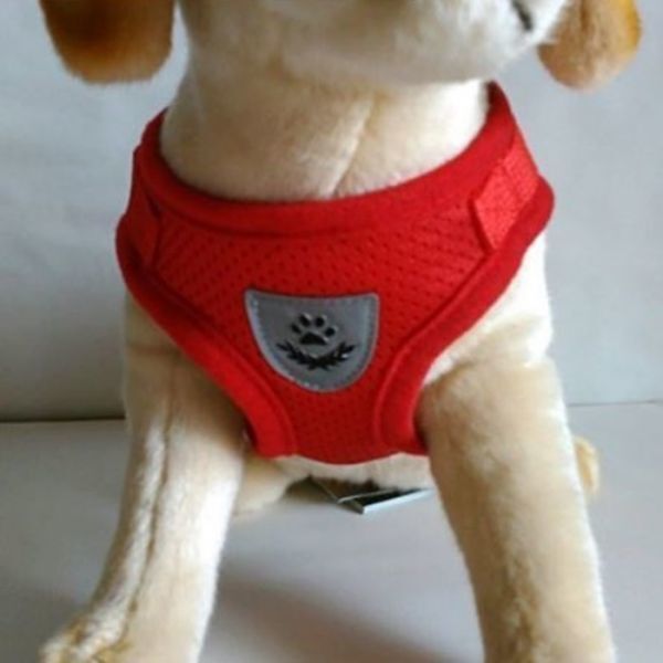 LDL2634# 犬 貓★ハーネス＆リード【S】赤★メッシュで柔らかい?著せやすい、苦しくない 犬服 胴輪 小型犬 貓【レッド S】ベスト型 洋服型