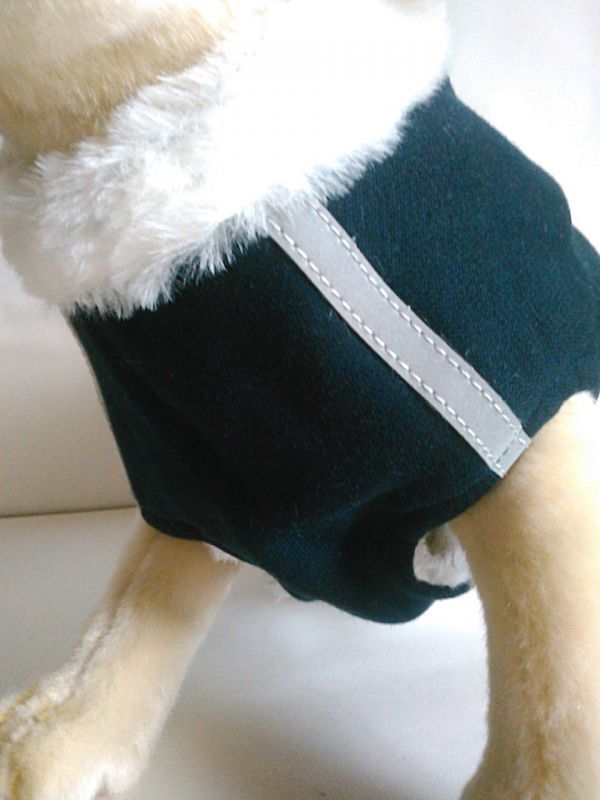 LDL2687# ハーネス＆リード★冬【L ネイビー】胴輪 小型犬 里ボアで 暖かい!防寒 ペット用品 犬服【L紺】犬 アウター コート