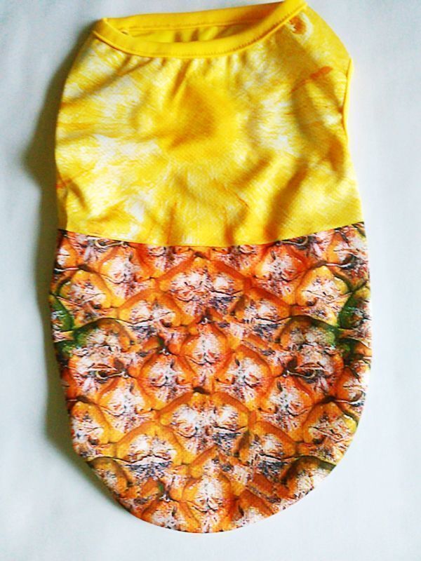 LDL2693#ペット■タンクトップ Tシャツ■パイナップル【XL】涼しいメッシュ生地?可愛い！ ノースリーブ ウェア 犬服 中型犬 【LL】パイン