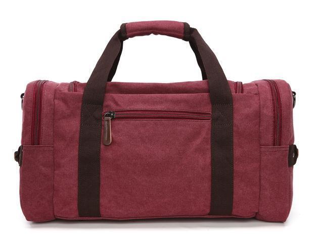 LGH368#シンプルデザイン 2way バッグ レッド キャンバス フライトバッグ ボストンバッグ ハンドバッグ 小旅行 通学 出張