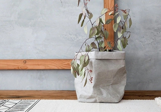 LDL1684# средний бумажная сумка бардачок горшок покрытие серый / чёрный / натуральный 