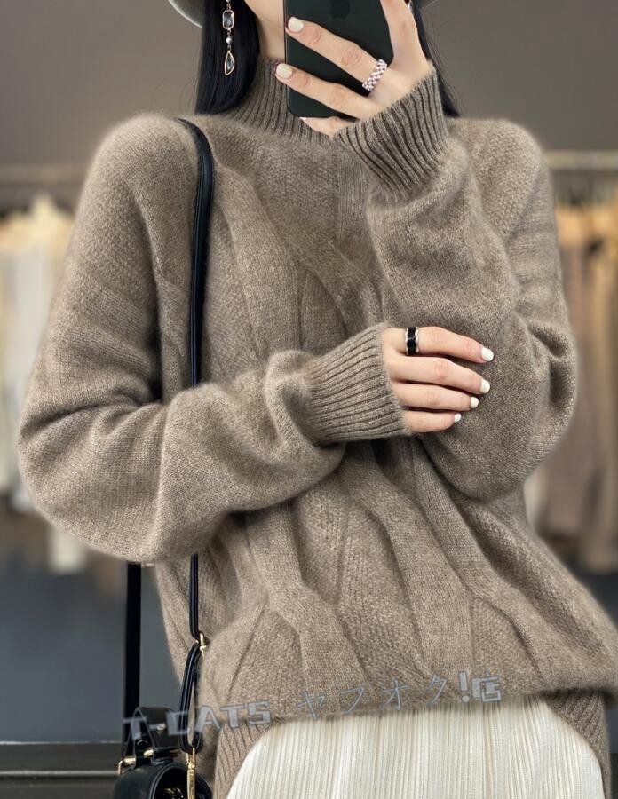 * new goods autumn winter dressing up cashmere . sweater lady's tops office casual knitted sweater long sleeve commuting green 